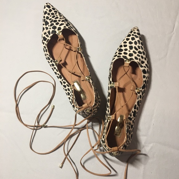 Halogen Shoes - Halogen Lace-Up Calf Hair Pointed Flats